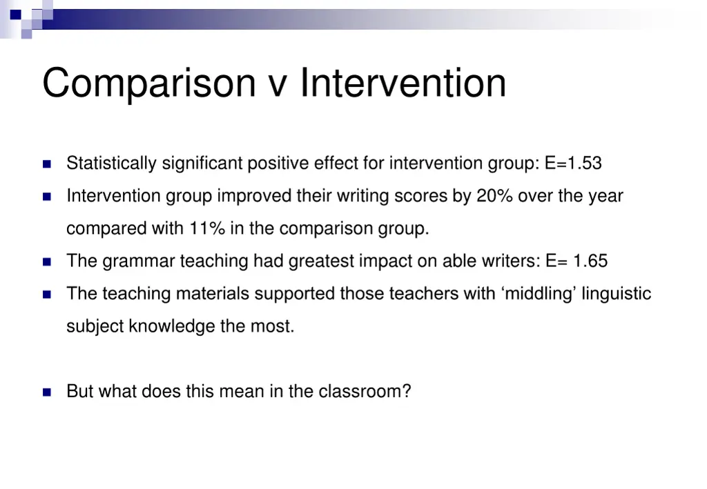 comparison v intervention