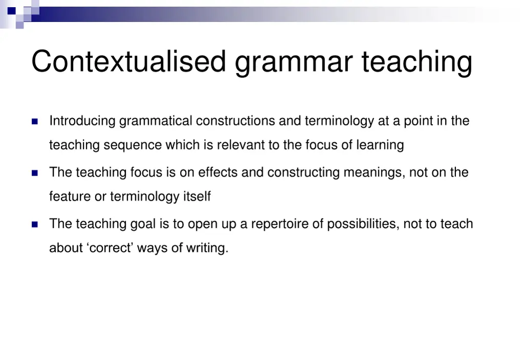 contextualised grammar teaching