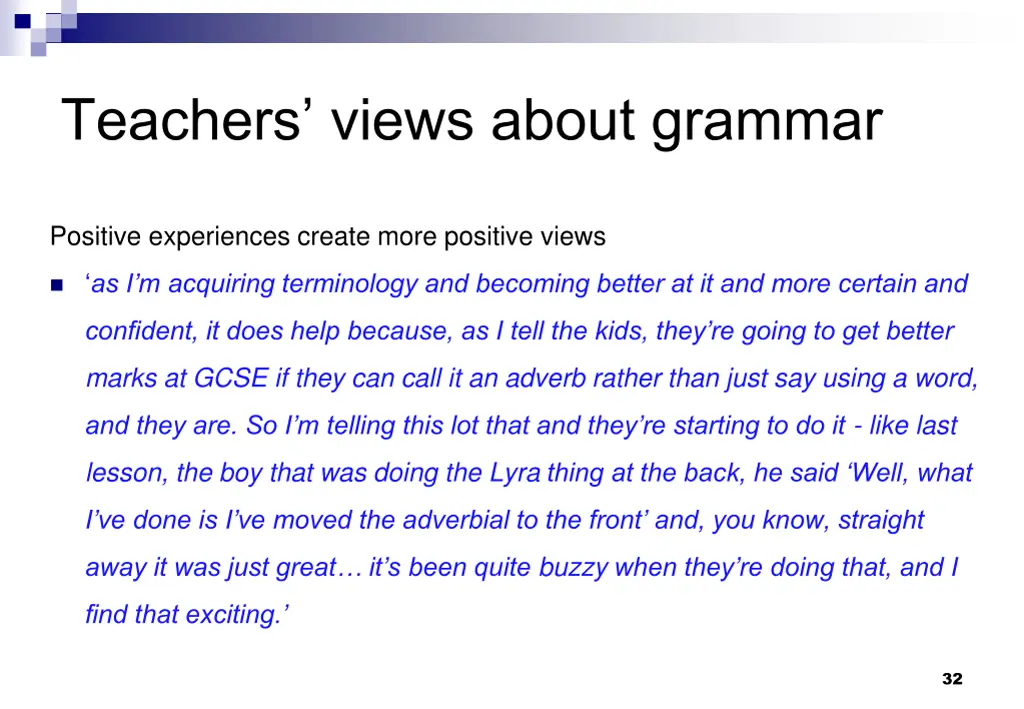 teachers views about grammar