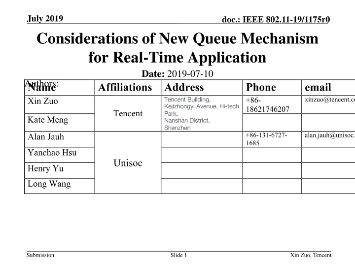 july 2019 considerations of new queue mechanism