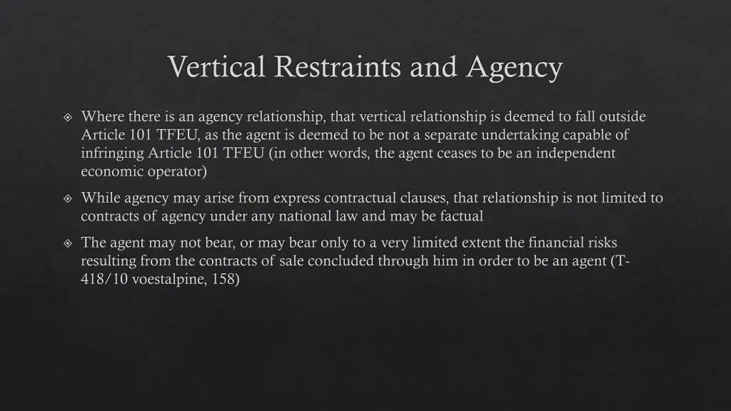 vertical restraints and agency