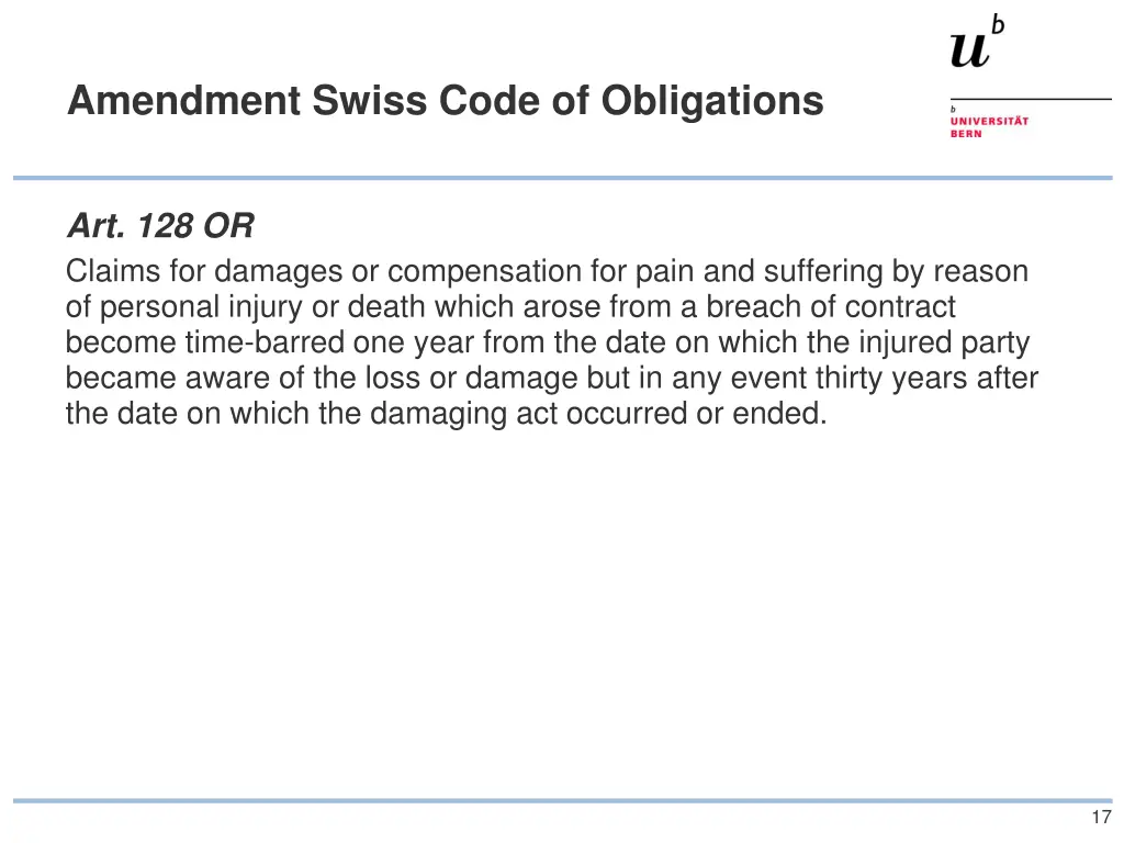 amendment swiss code of obligations 1