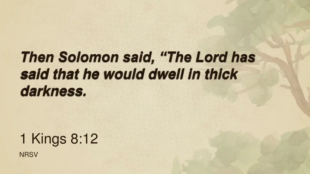 then solomon said the lord has said that he would