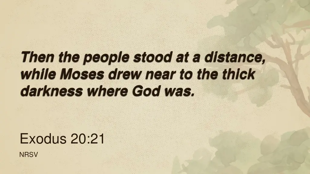 then the people stood at a distance while moses