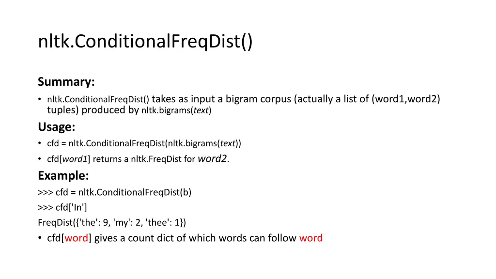 nltk conditionalfreqdist