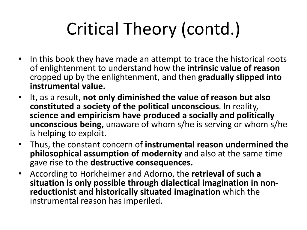 critical theory contd 1