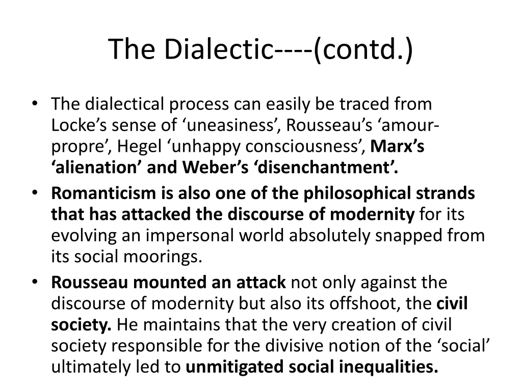 the dialectic contd