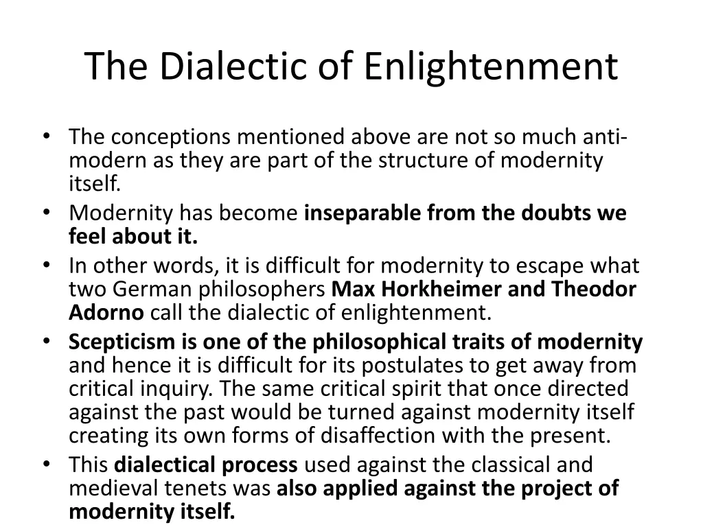 the dialectic of enlightenment