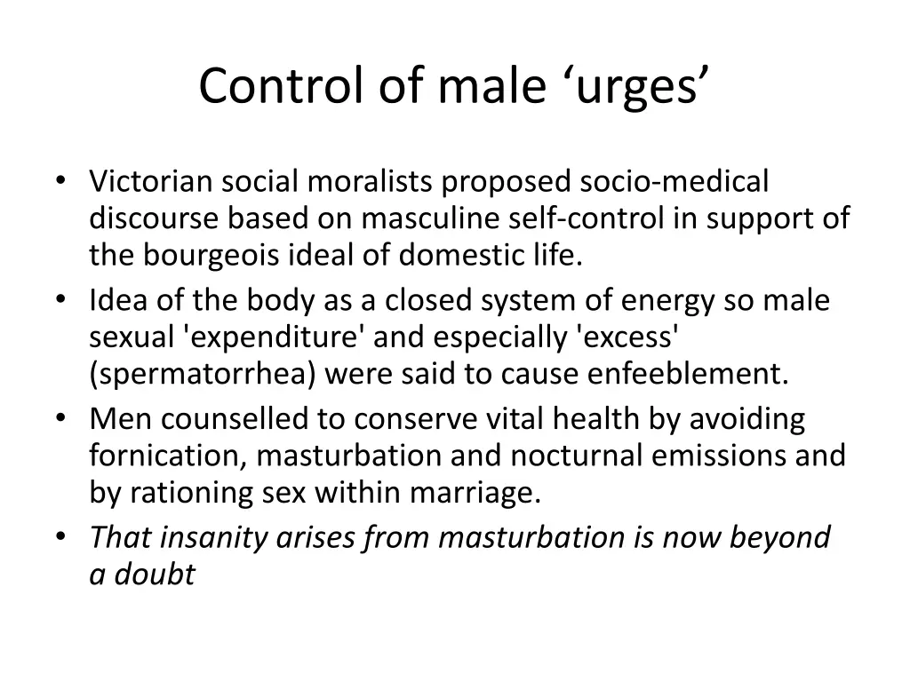 control of male urges