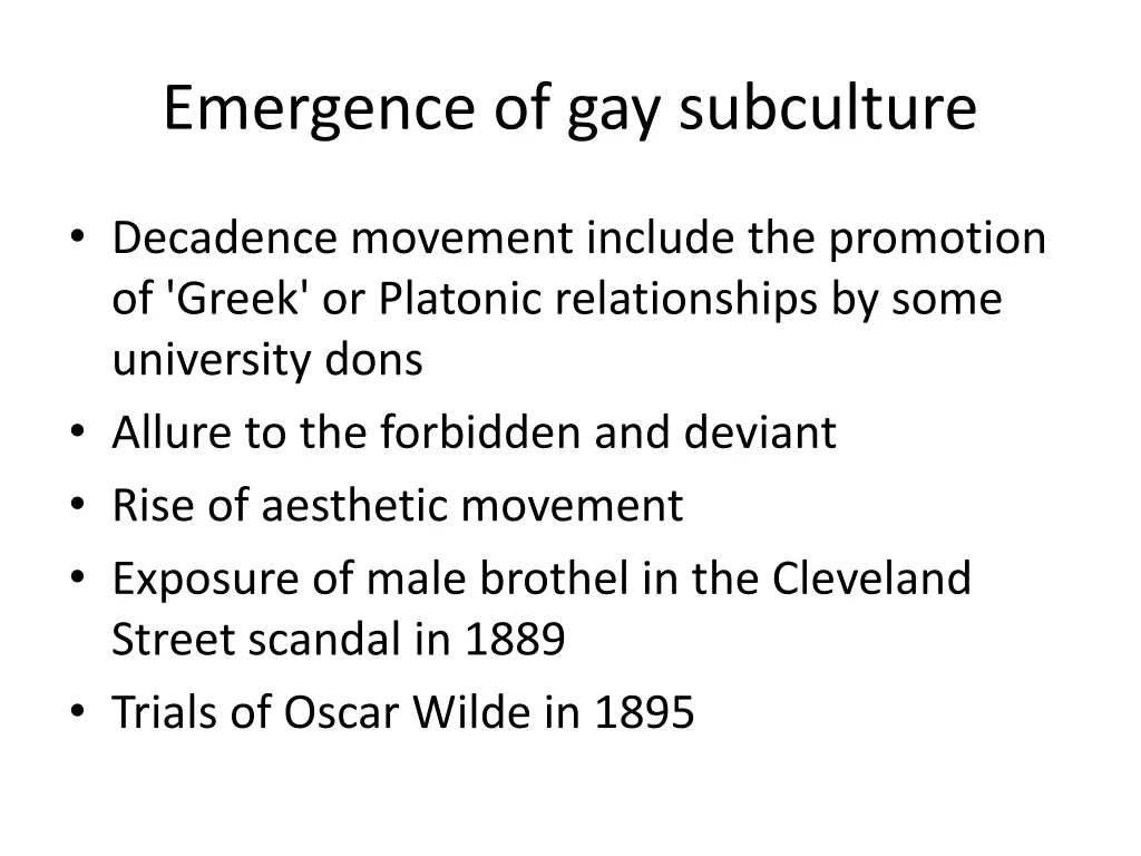 emergence of gay subculture