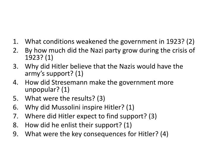 1 what conditions weakened the government in 1923