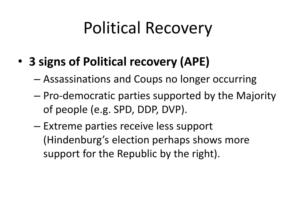 political recovery