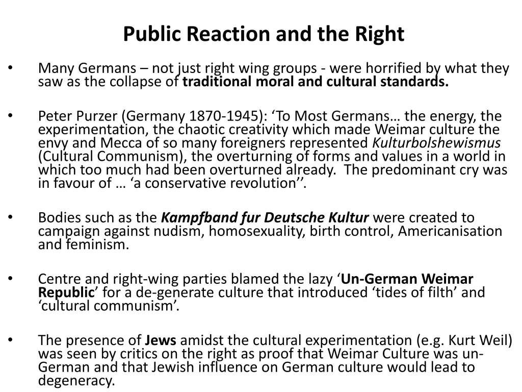 public reaction and the right