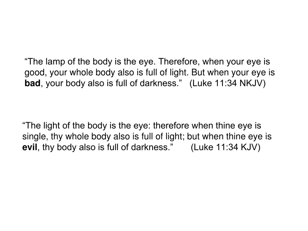 the lamp of the body is the eye therefore when