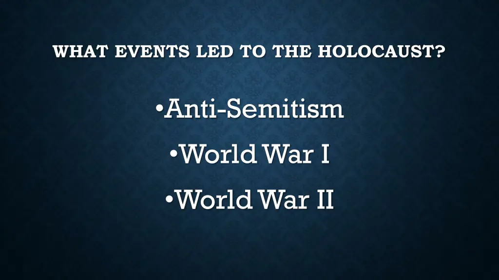 what events led to the holocaust