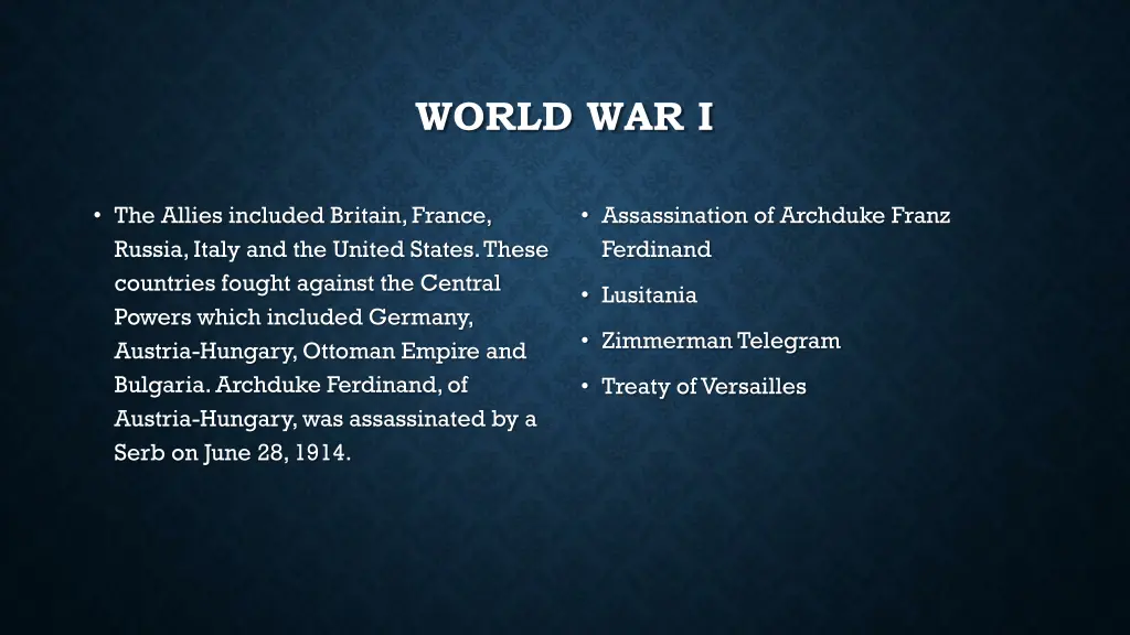 world war i 1