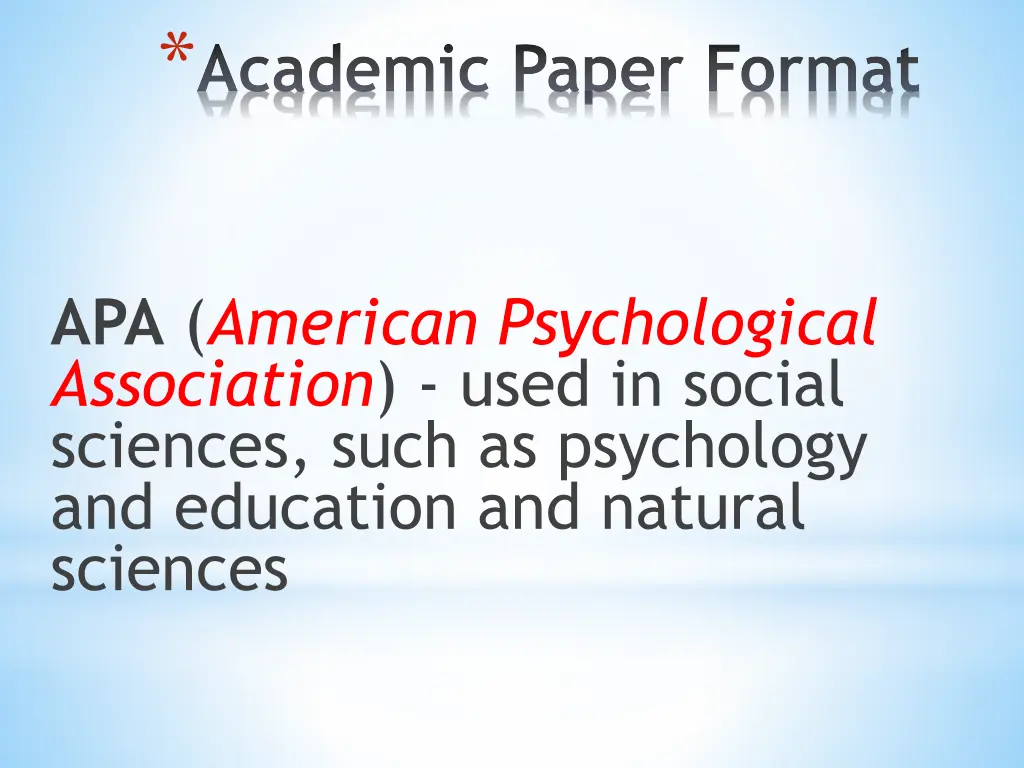 academic paper format