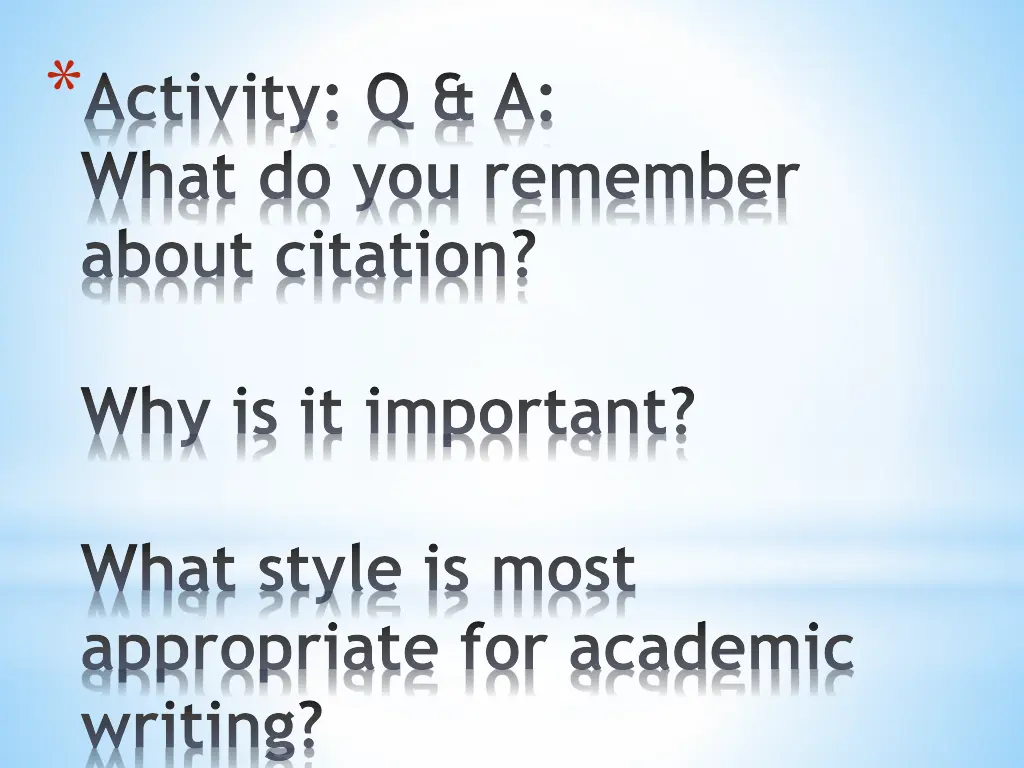 activity q a what do you remember about citation