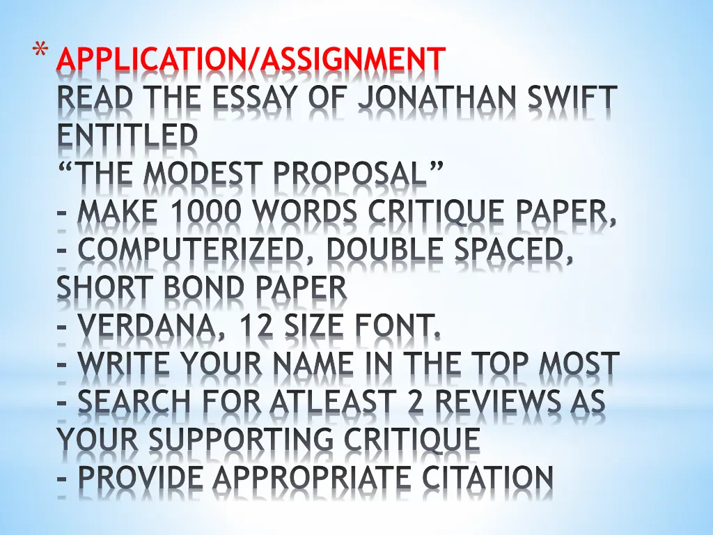 application assignment read the essay of jonathan