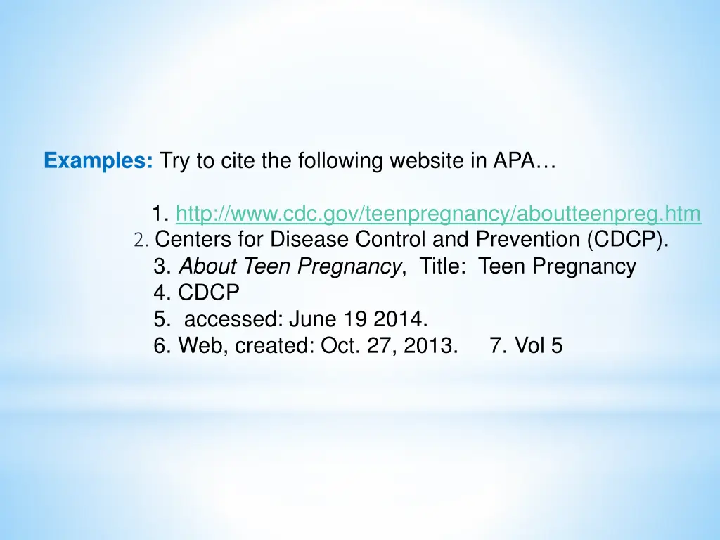 examples try to cite the following website in apa