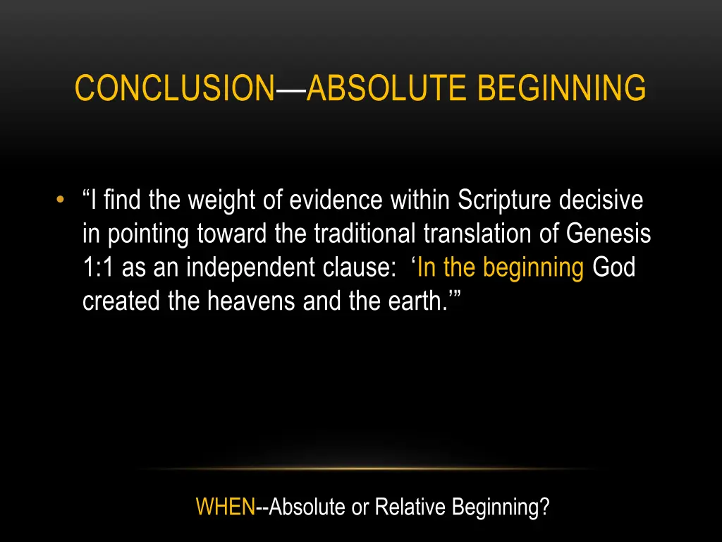 conclusion absolute beginning