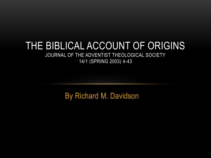 the biblical account of origins journal