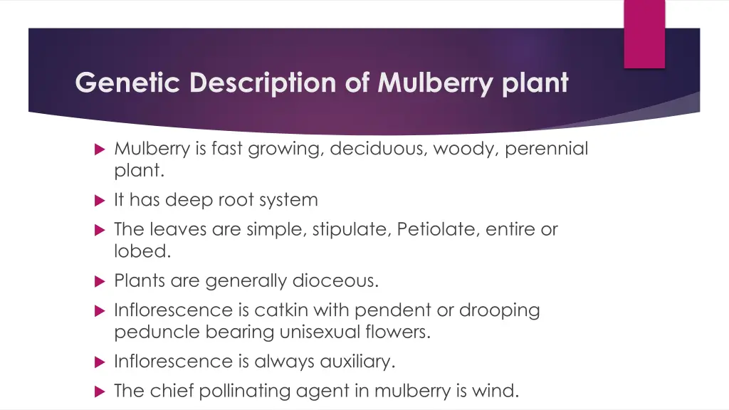 genetic description of mulberry plant