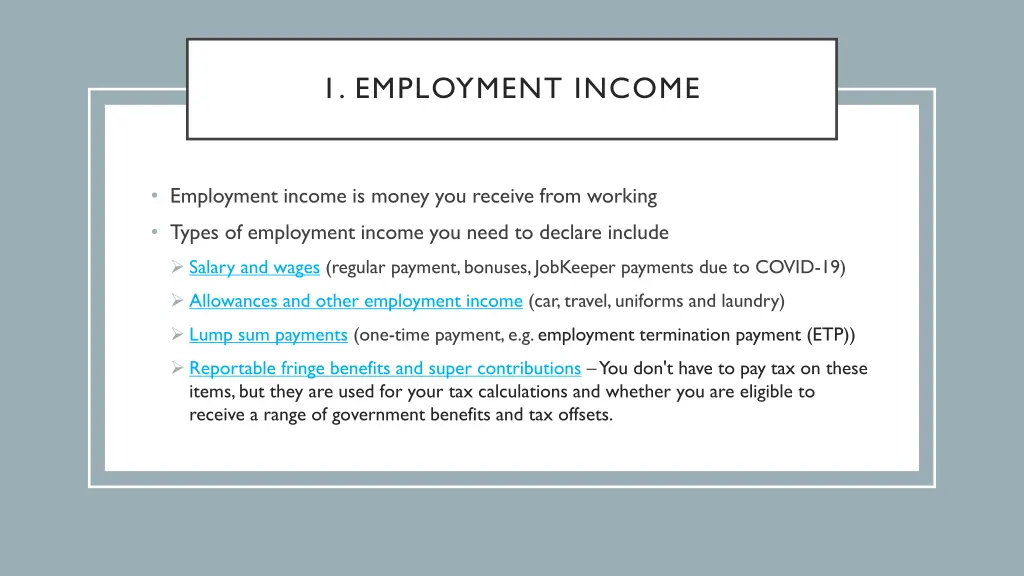 1 employment income