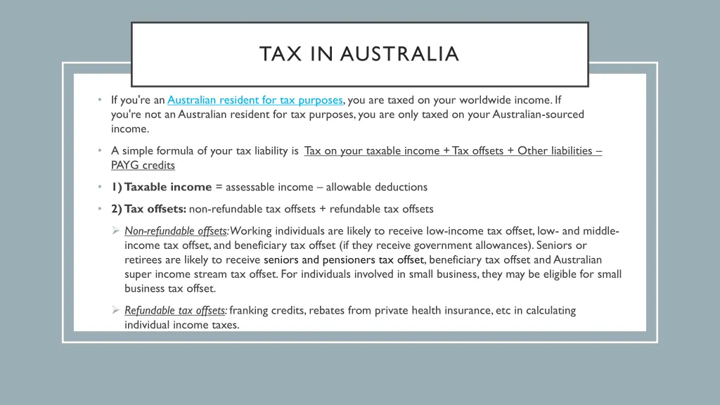 tax in australia