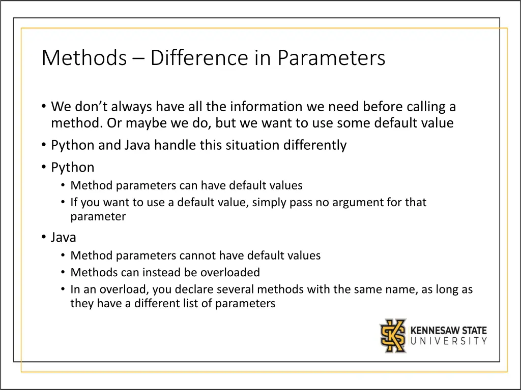 methods difference in parameters