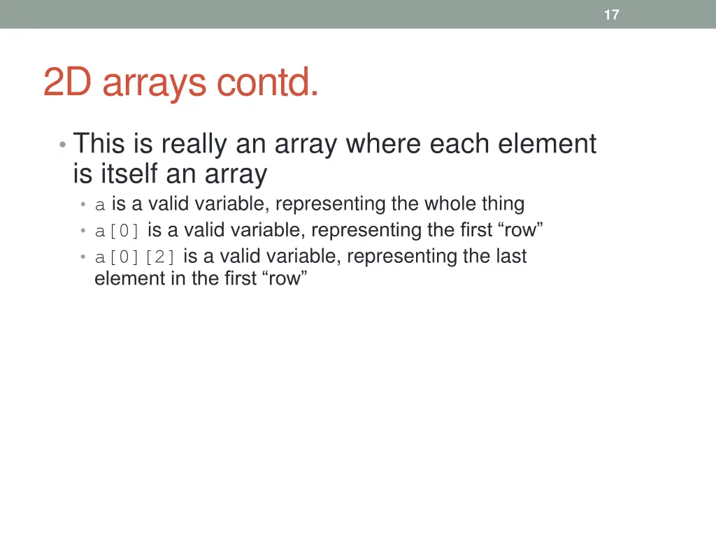 2d arrays contd