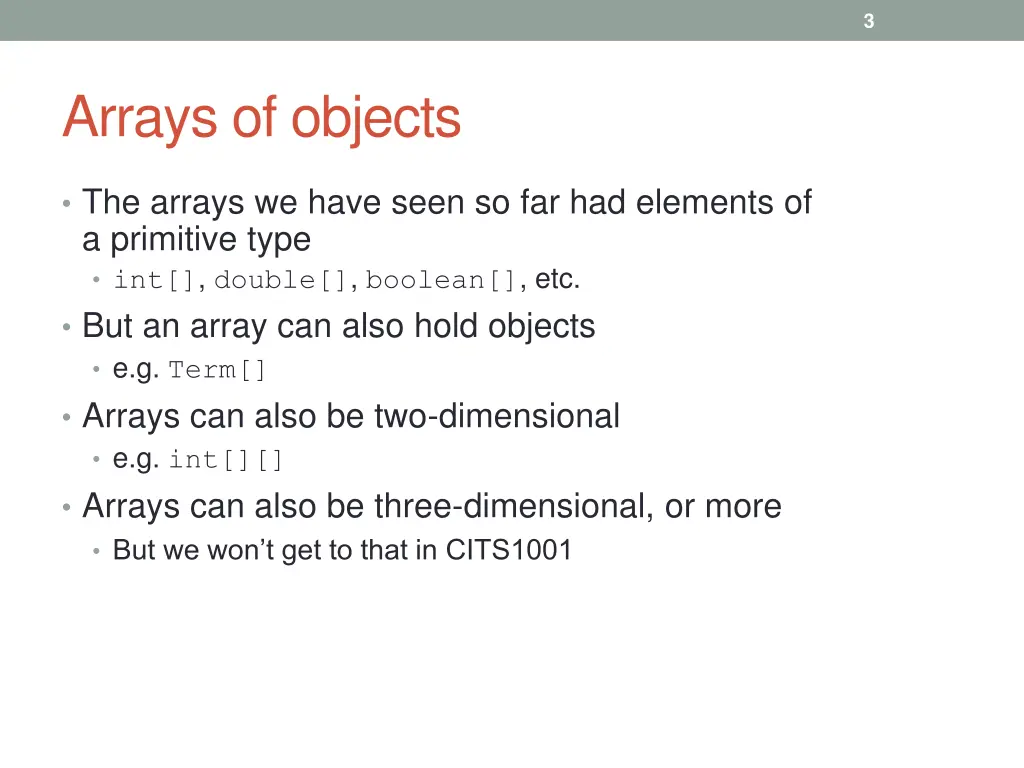 arrays of objects