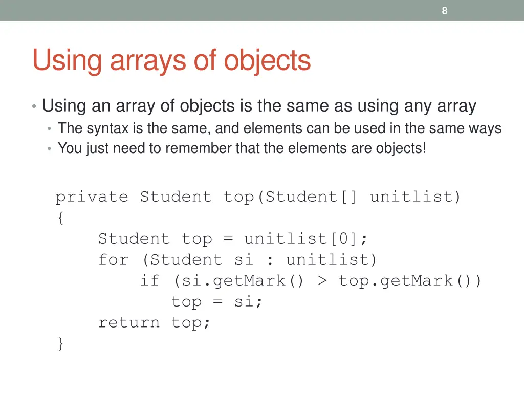 using arrays of objects