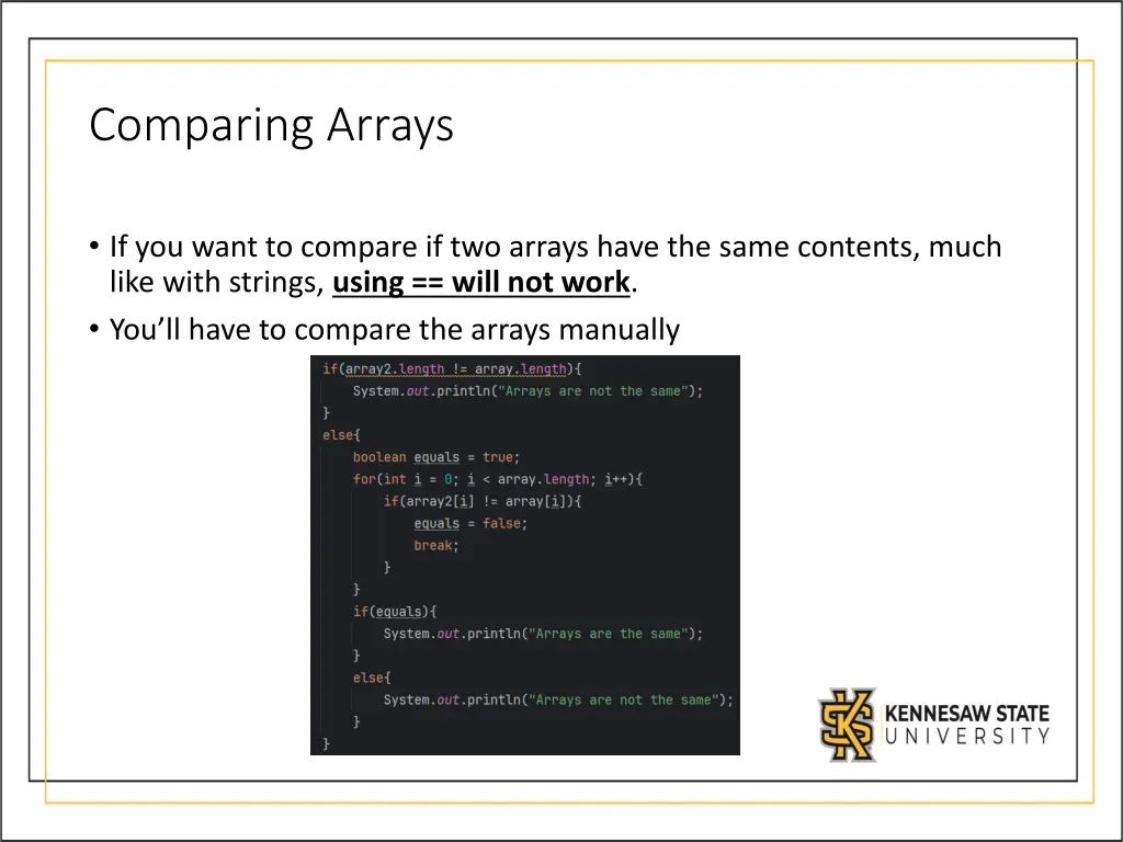 comparing arrays