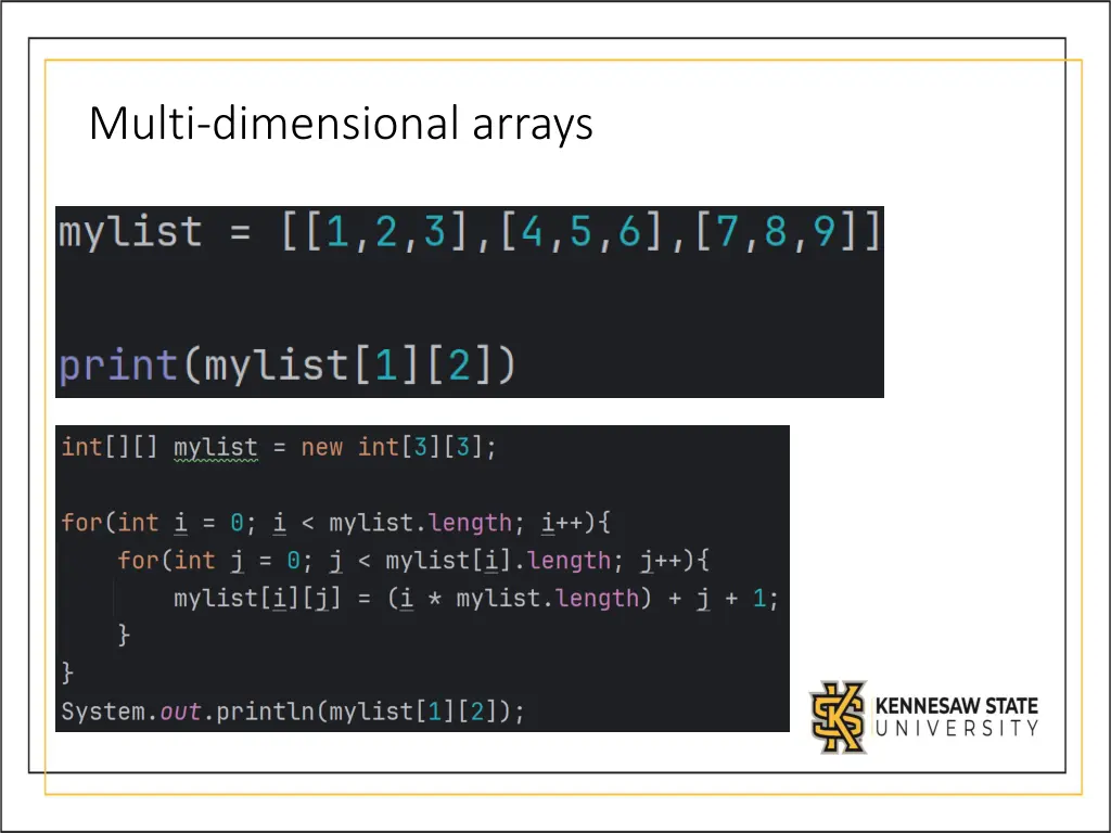 multi dimensional arrays 1