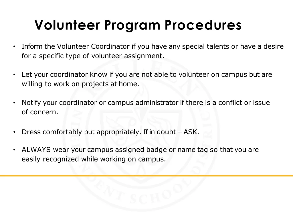 volunteer program procedures 1