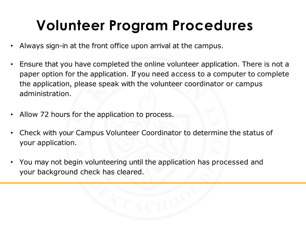 volunteer program procedures