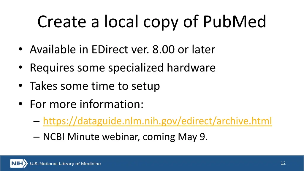 create a local copy of pubmed