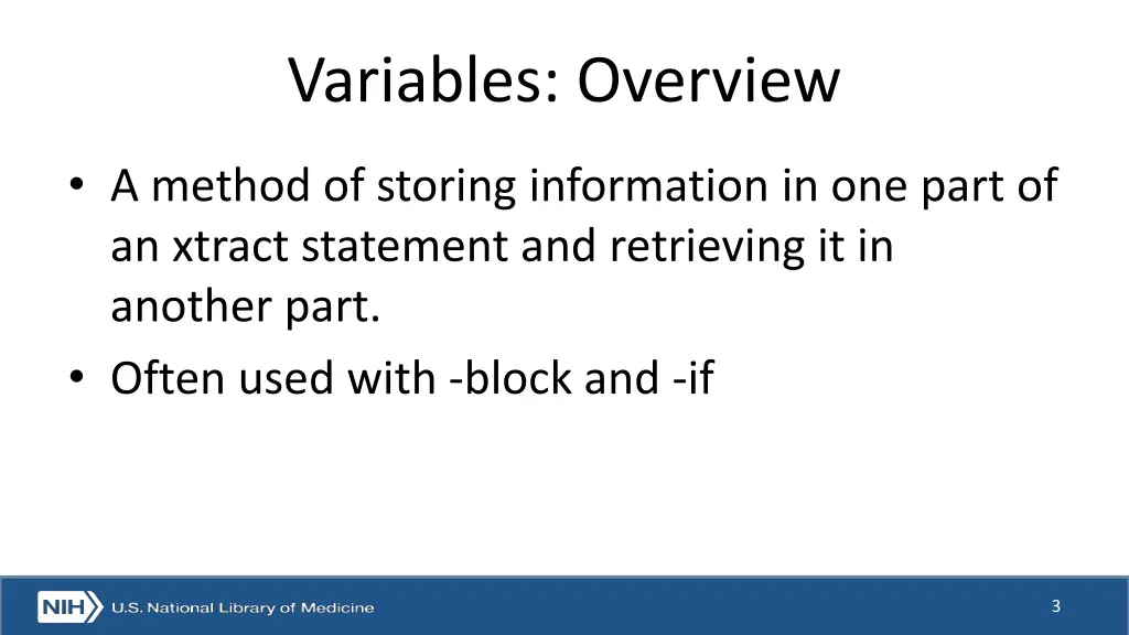 variables overview