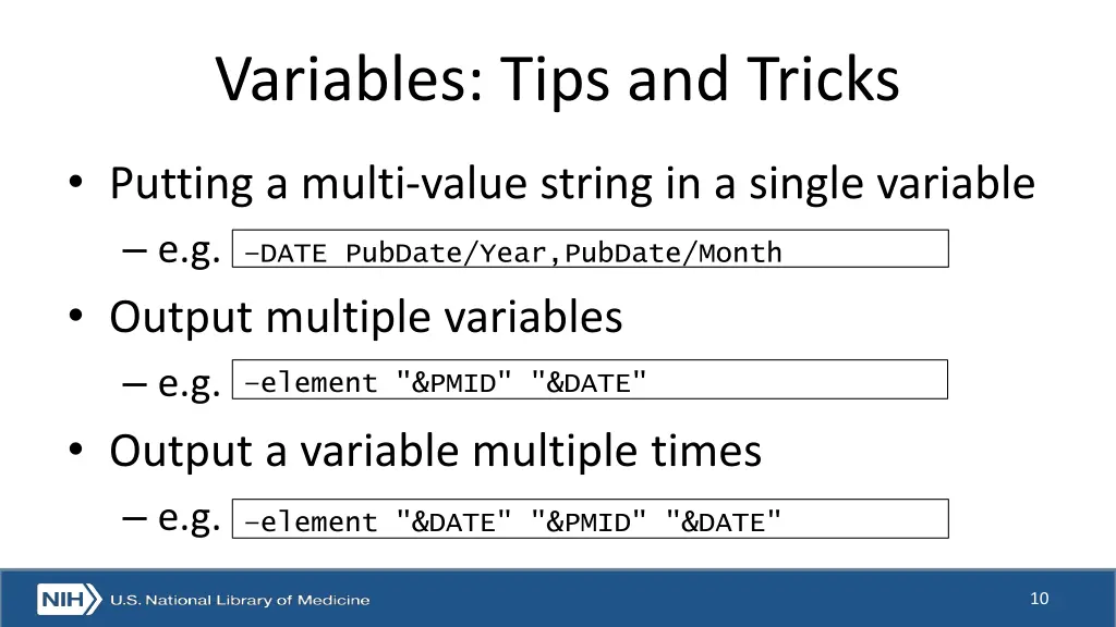 variables tips and tricks