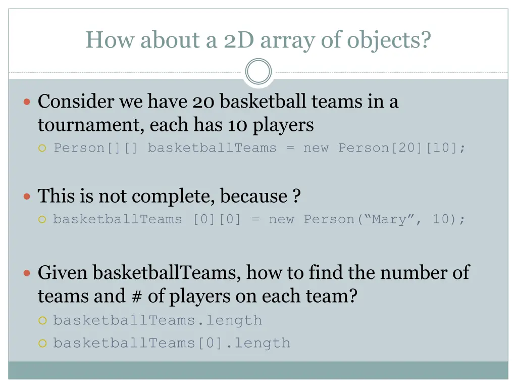 how about a 2d array of objects 3