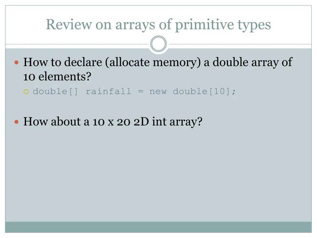 review on arrays of primitive types 2