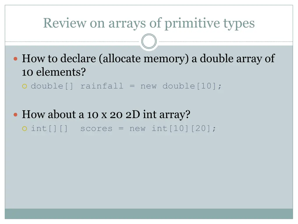 review on arrays of primitive types 3