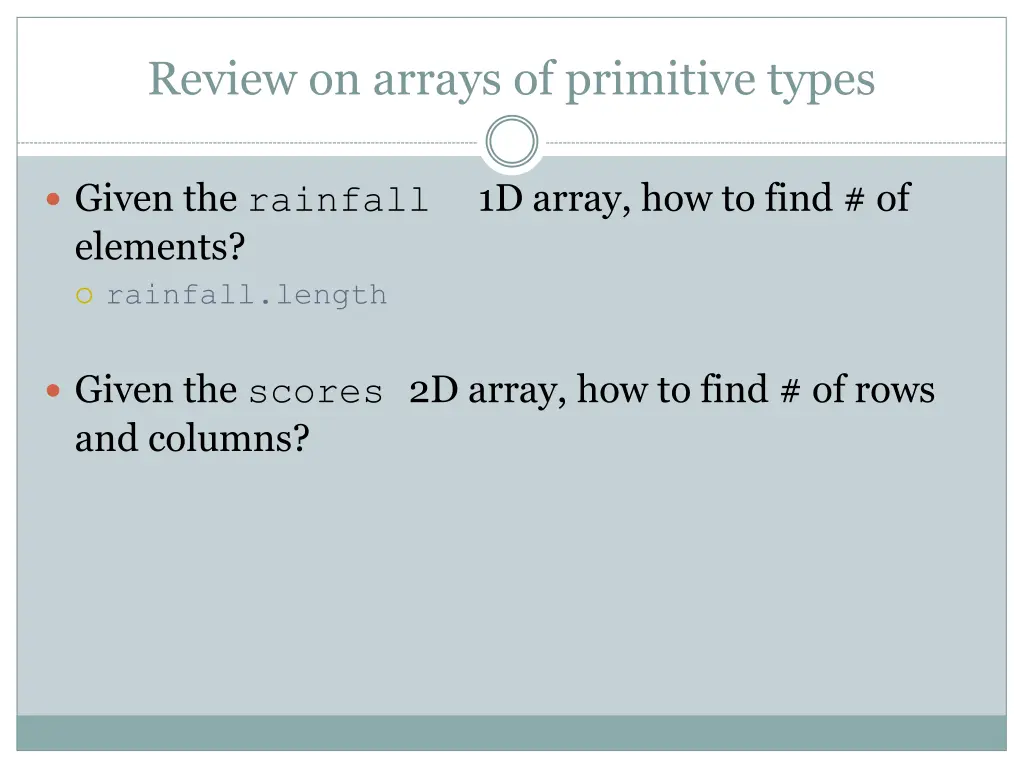 review on arrays of primitive types 5