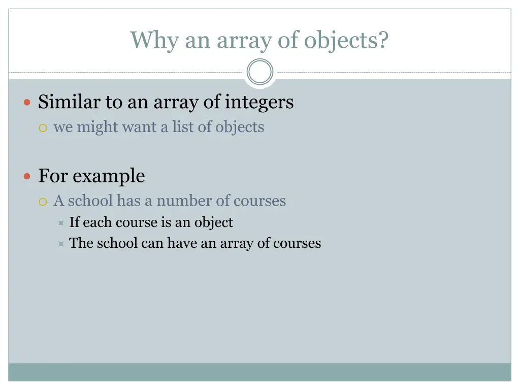 why an array of objects