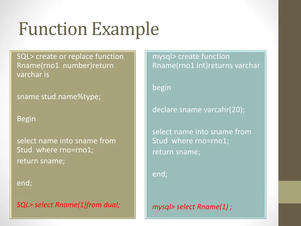 function example