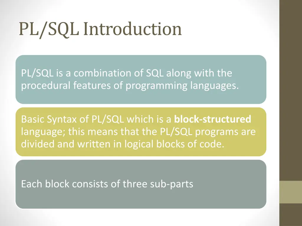 pl sql introduction