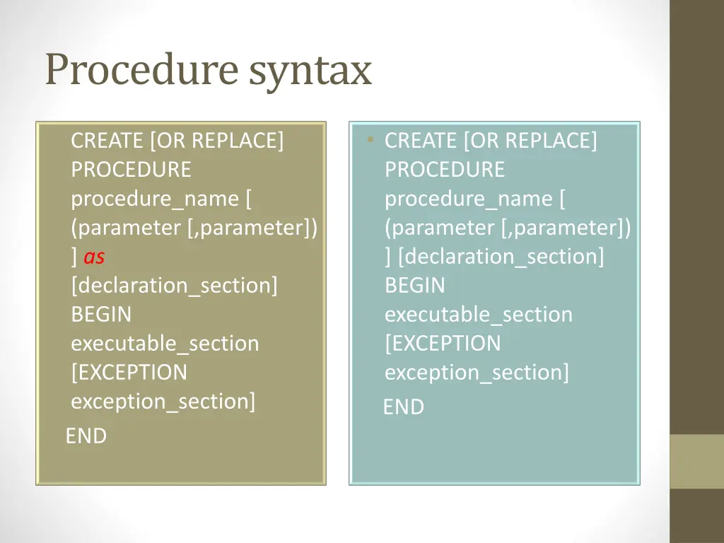 procedure syntax