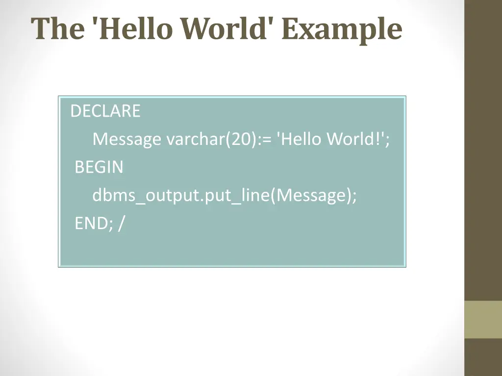 the hello world example