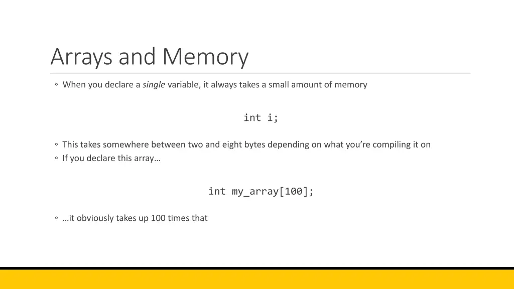 arrays and memory